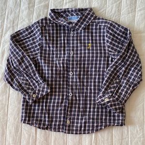 Jacadi Paris Plaid Checkered Button Down Shirt Size 36 Months